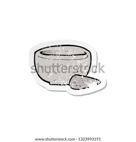retro distressed sticker of a cartoon pestle and mortar