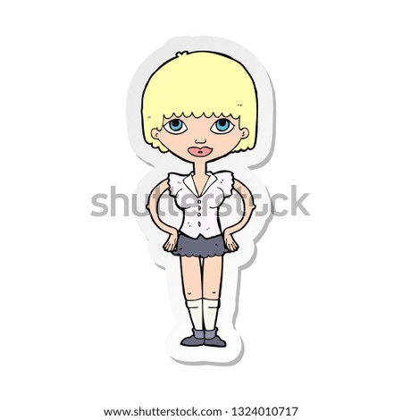 sticker of a cartoon woman with hands on hips