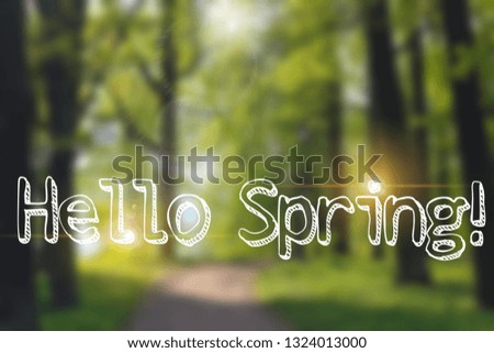 Postcard Hello Spring. Welcome card banner. Spring mood.