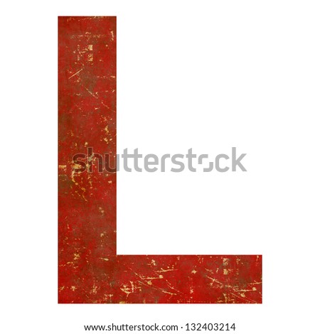 Grunge red letter isolated on white background