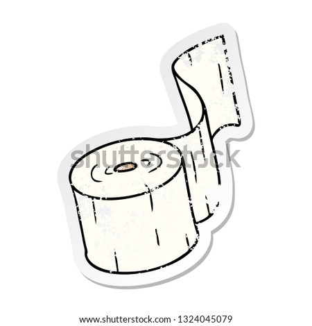 hand drawn distressed sticker cartoon doodle of a toilet roll