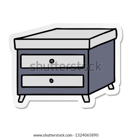 hand drawn sticker cartoon doodle of a bedside table