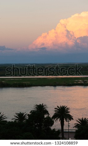 Sunset over the Parana river