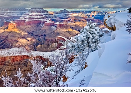 Clearing storm over south rim, Grand Canyon, Arizona Royalty-Free Stock Photo #132412538