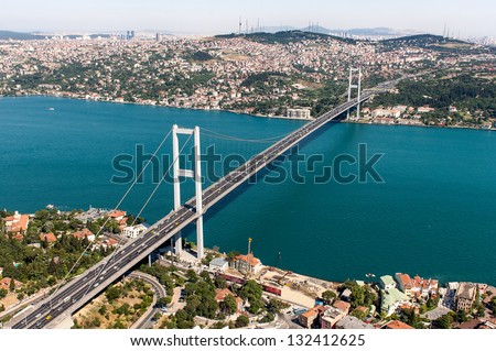 Bosphorus Bridge Istanbul, Turkey. Blue Turkey concept. Royalty-Free Stock Photo #132412625