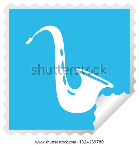 square peeling sticker cartoon of a musical saxophone