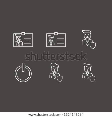 Outline 6 hero icon set. businessman shield and power vector illustration
