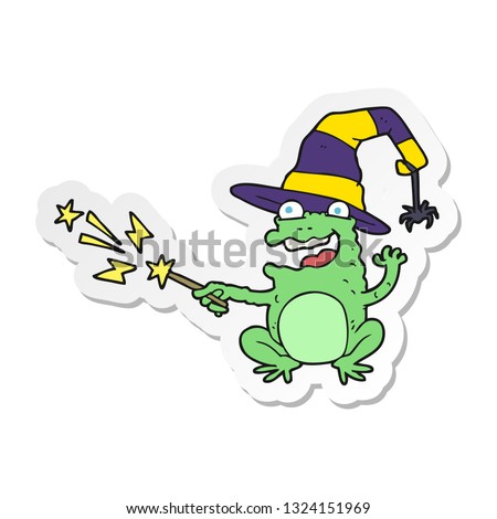 sticker of a cartoon toad casting spell