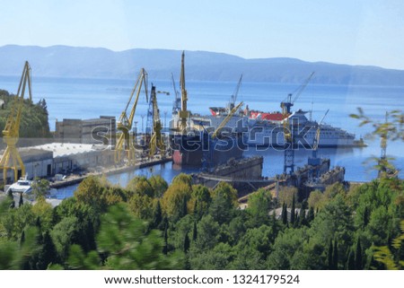 Panoramic view photo of Rijeka Fiume harbour in Croatia summertime