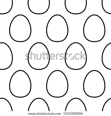 Cute flat line egg pattern with linear eggs. Sweet vector black and white egg pattern. Seamless monochrome simple egg pattern for textile, wallpapers, wrapping paper, cards and web backgrounds.