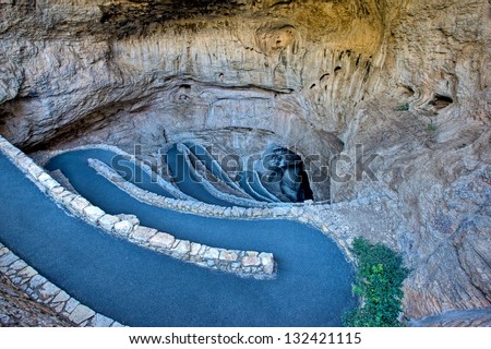 The Natural Entrance Switchbacks, Carlsbad Caverns, New Mexico Royalty-Free Stock Photo #132421115