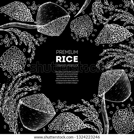 Rice hand drawn vector illustration. Rice sketch. Packaging design