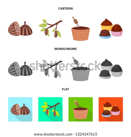 Isolated object of food and yummy icon. Set of food and brown   vector icon for stock.