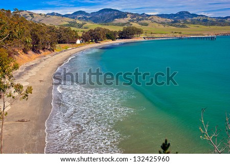 San Simeon Bay, Central California Royalty-Free Stock Photo #132425960