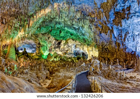 Pathway through the Big Room, Carlsbad Caverns, New Mexico Royalty-Free Stock Photo #132426206