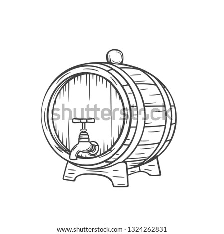 Beer or wine barrel icon. Engraving style.