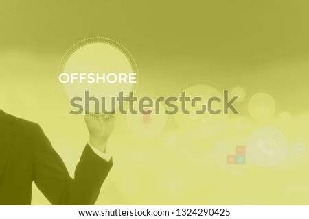 OFFSHORE concept presented by businessman touching on virtual screen