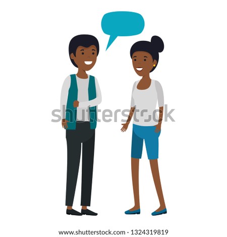 young black couple with speech bubble characters