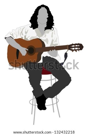 Illustrated acoustic guitarist