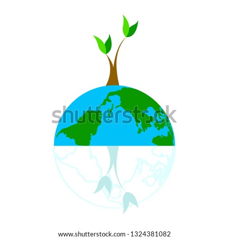 Half earth planet with reflection. Vector illustration design