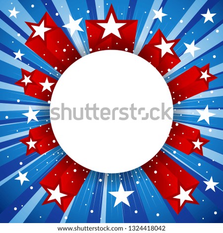 Stars and light burst background for independence day or special event template design