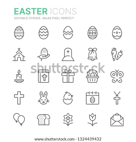 Collection of easter related related line icons. 48x48 Pixel Perfect. Editable stroke