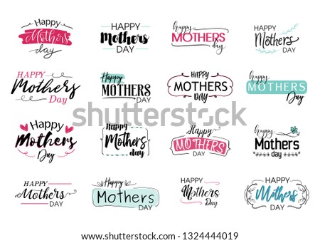 Happy mothers day greeting logo set for design.