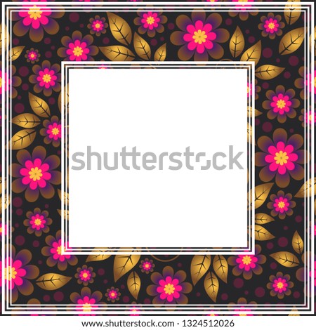 Romantic border with flowers. Hand drawn style. Design element for photo frames or home decor.