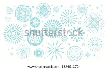 Israel Independence Day background with blue fireworks, confetti. Isolated objects on white. Vector illustration. Design concept, element for poster, banner, greeting card.