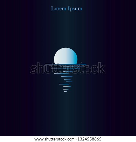 Mystical Night sky background with moon. Moonlight night. Vector illustration. 
In a minimalist style with text Royalty-Free Stock Photo #1324558865