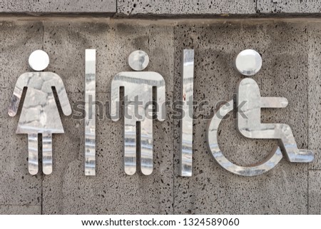 Toilet sign for women, men and disabled people