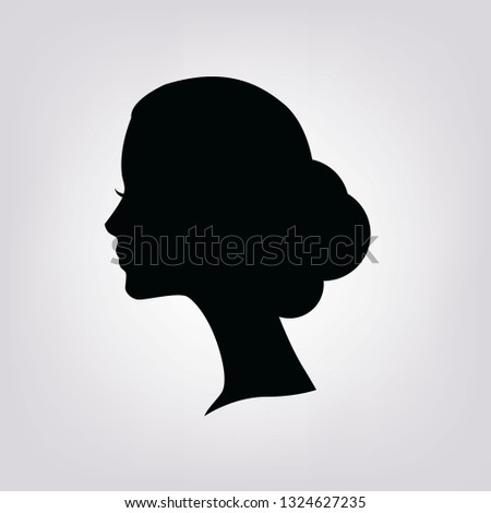 Female portrait in profile, element for logo.