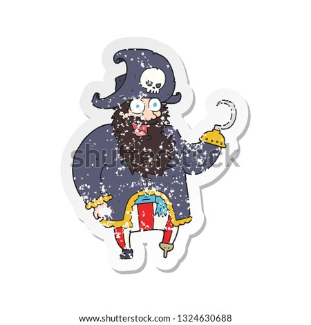 retro distressed sticker of a cartoon pirate captain