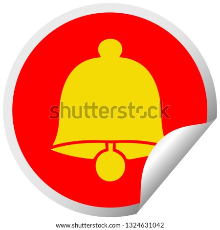 circular peeling sticker cartoon of a brass bell