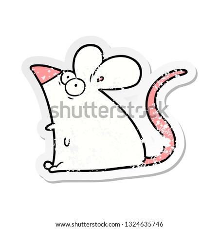 distressed sticker of a cartoon frightened mouse