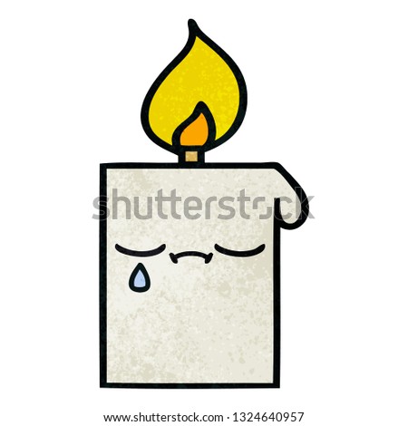 retro grunge texture cartoon of a lit candle