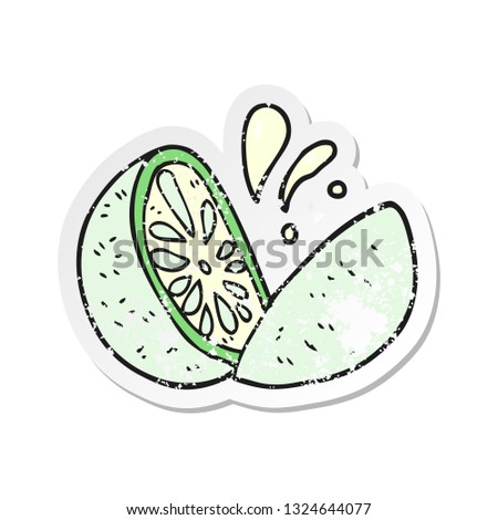 retro distressed sticker of a cartoon melon
