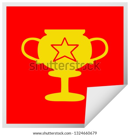 square peeling sticker cartoon of a gold trophy