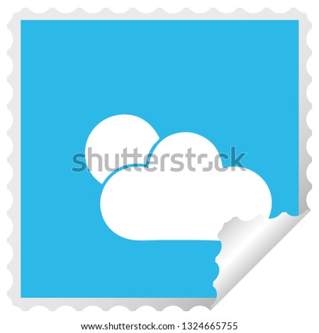 square peeling sticker cartoon of a sunshine and cloud