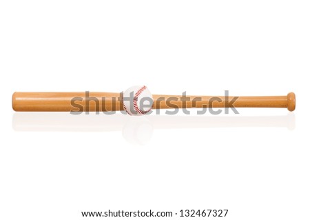 Baseball bat and ball, isolated on white background