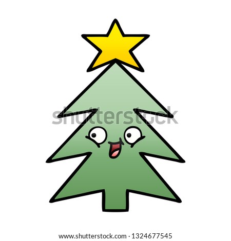 gradient shaded cartoon of a christmas tree