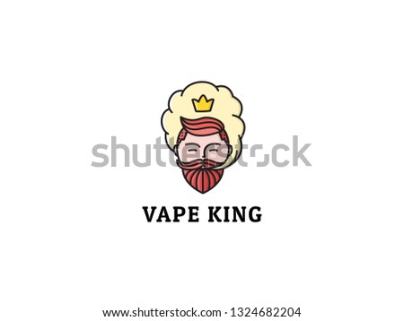 Vape Kong Man Head Face Smoke Crown Filled Outline Logo