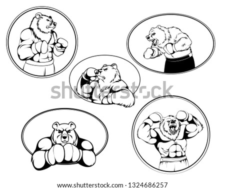 Vector illustration of a set of boxer bear logos