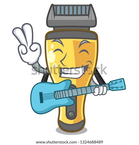 With guitar electric shaver isolated with in mascot