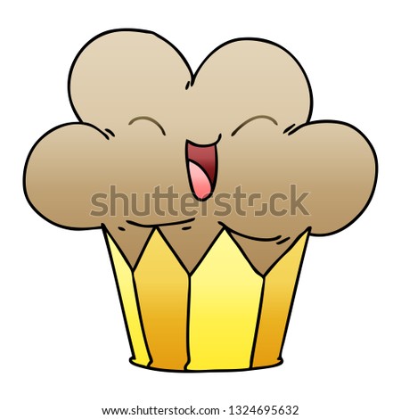 gradient shaded quirky cartoon happy cupcake
