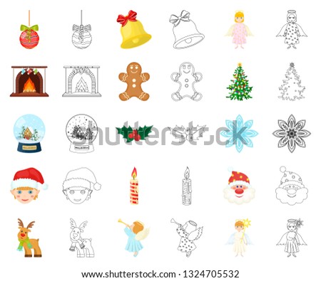 Christmas attributes and accessories cartoon,outline icons in set collection for design. Merry Christmas vector symbol stock web illustration.