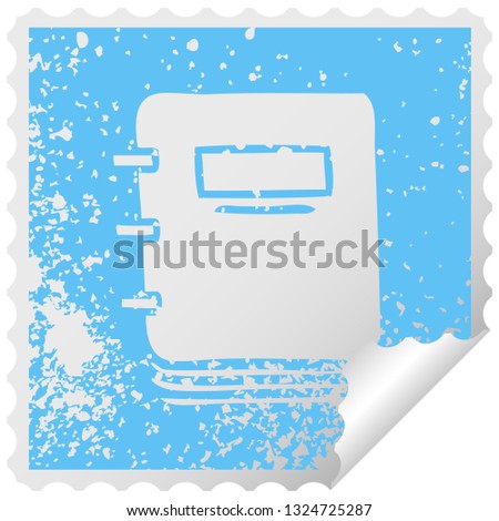 distressed square peeling sticker symbol of a note book