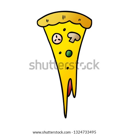 hand drawn gradient cartoon doodle of a slice of pizza