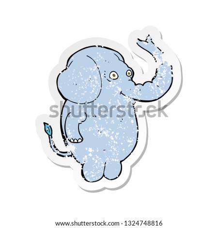 retro distressed sticker of a cartoon funny elephant