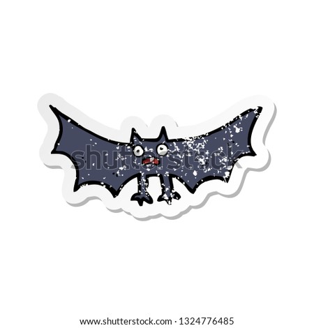 retro distressed sticker of a cartoon bat